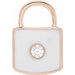 Ladies Natural Diamond White Enamel Lock Charm/Pendant — 14K Rose Gold