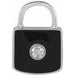 Ladies Natural Diamond Black Enamel Lock Charm/Pendant — 14K White Gold