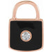 Ladies Natural Diamond Black Enamel Lock Charm/Pendant — 14K Rose Gold