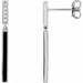 Ladies Natural Diamond Black Enamel Bar Earrings — 14K White Gold