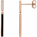 Ladies Natural Diamond Black Enamel Bar Earrings — 14K Rose Gold