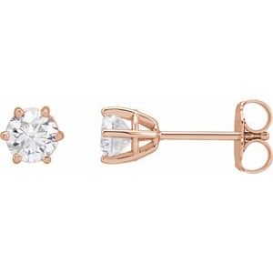 Ladies Natural Diamond Stud Earrings (I2, G-H) — 14K Rose Gold