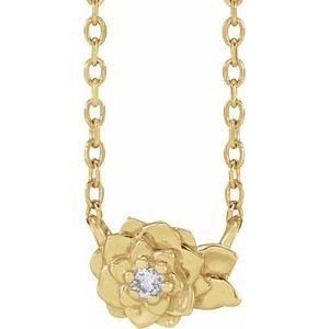 Ladies Natural Diamond Flower Necklace (I1, G-H) — 14K Yellow Gold