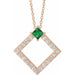 Ladies Natural Emerald Natural Diamond Necklace (I1, G-H) — 14K Rose Gold