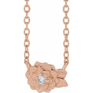Ladies Natural Diamond Flower Necklace (I1, G-H) — 14K Rose Gold