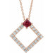 Ladies Natural Ruby Natural Diamond Necklace (I1, G-H) — 14K Rose Gold