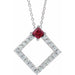 Ladies Natural Ruby Natural Diamond Necklace (I1, G-H) — Sterling Silver