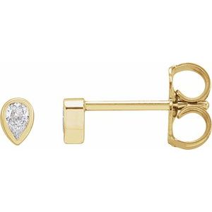 Ladies Natural Diamond Bezel-Set Earring — 14K Yellow Gold