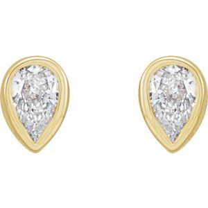 Lab-Grown Diamond Pear Bezel-Set Stud Earrings