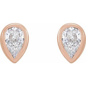 Lab-Grown Diamond Pear Bezel-Set Stud Earrings