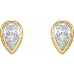 Lab-Grown Diamond Pear Bezel-Set Stud Earrings (Single Earring)