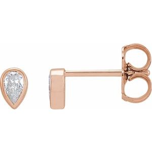 Lab-Grown Diamond Pear Bezel-Set Stud Earrings (Single Earring)