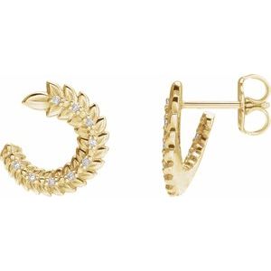 Ladies Natural Diamond Front-Back Hoop Earrings (I1, G-H) — 14K Yellow Gold