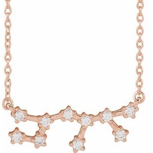 Ladies Natural Diamond Sagittarius Necklace (I1, H+) — 14K Rose Gold