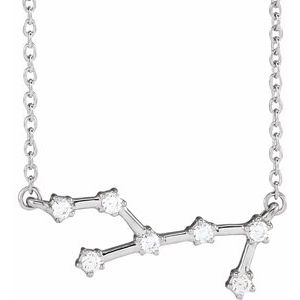 Ladies Natural Diamond Virgo Necklace (I1, H+) — 14K White Gold