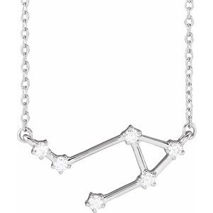 Ladies Natural Diamond Libra Necklace (I1, H+) — 14K White Gold