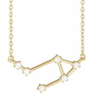 Ladies Natural Diamond Libra Necklace (I1, H+) — 14K Yellow Gold