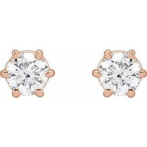 Lab-Grown Diamond Round 6-Prong Stud Earrings
