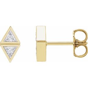 Ladies Natural Diamond Two-Stone Bezel-Set Earrings — 14K Yellow Gold