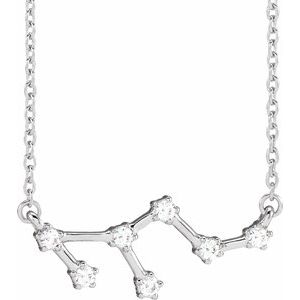 Ladies Natural Diamond Leo Necklace (I1, H+) — 14K White Gold