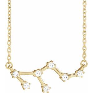 Ladies Natural Diamond Leo Necklace (I1, H+) — 14K Yellow Gold