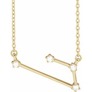 Ladies Natural Diamond Aries Necklace (I1, H+) — 14K Yellow Gold