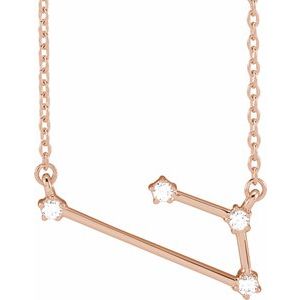 Ladies Natural Diamond Aries Necklace (I1, H+) — 14K Rose Gold