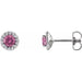 Ladies 4 mm Natural Pink Sapphire Natural Diamond Earrings — Platinum