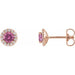 Ladies 4 mm Natural Pink Sapphire Natural Diamond Earrings — 14K Rose Gold
