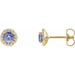 Ladies 4 mm Natural Tanzanite Natural Diamond Earrings — 14K Yellow Gold