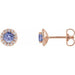 Ladies 4 mm Natural Tanzanite Natural Diamond Earrings — 14K Rose Gold
