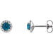 Ladies 4 mm Natural London Blue Topaz Natural Diamond Earrings — Platinum