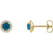 Ladies 4 mm Natural London Blue Topaz Natural Diamond Earrings — 14K Yellow Gold