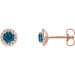 Ladies 4 mm Natural London Blue Topaz Natural Diamond Earrings — 14K Rose Gold
