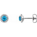 Ladies 4 mm Natural Swiss Blue Topaz Natural Diamond Earrings — Platinum