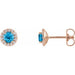 Ladies 4 mm Natural Swiss Blue Topaz Natural Diamond Earrings — 14K Rose Gold