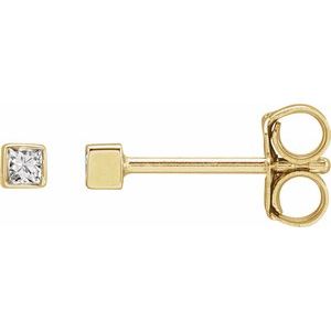 Ladies Natural Diamond Bezel-Set Earrings — 14K Yellow Gold