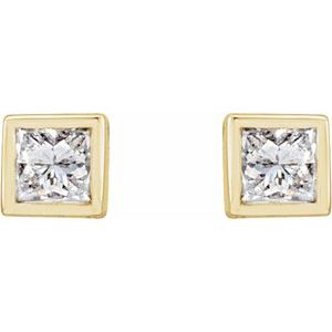 Lab-Grown Diamond Square Bezel-Set Stud Earrings
