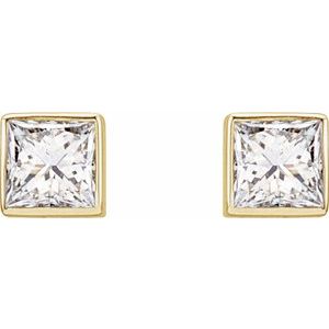 Lab-Grown Diamond Square Bezel-Set Stud Earrings