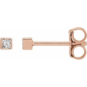 Ladies Natural Diamond Bezel-Set Earrings — 14K Rose Gold
