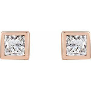Lab-Grown Diamond Square Bezel-Set Stud Earrings