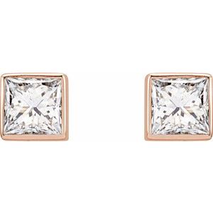 Lab-Grown Diamond Square Bezel-Set Stud Earrings