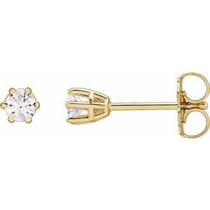 Ladies Natural Diamond Stud Earrings (I3, G-H) — 14K Yellow Gold