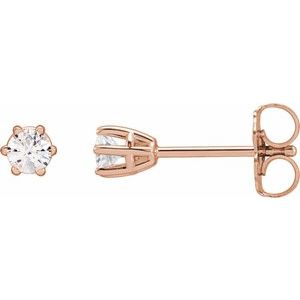 Ladies Natural Diamond Stud Earrings (I3, G-H) — 14K Rose Gold