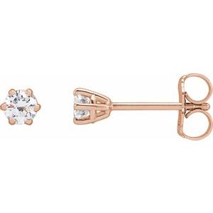 Ladies Natural Diamond Stud Earrings (Si2-Si3, G-H) — 14K Rose Gold