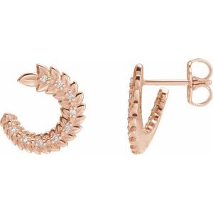 Ladies Natural Diamond Front-Back Hoop Earrings (I1, G-H) — 14K Rose Gold