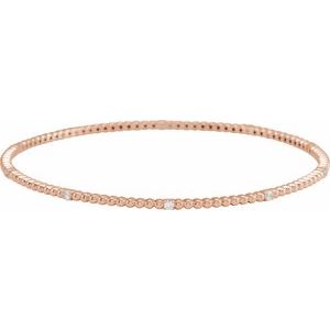 Ladies Natural Diamond Beaded Bangle 7 3/ Bracelet (I1, H+) — 14K Rose Gold