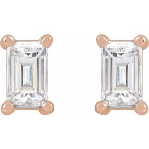Lab-Grown Diamond Straight Baguette 4-Prong Stud Earrings