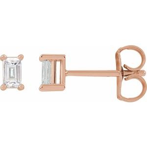 Ladies Natural Diamond Stud Earrings — 14K Rose Gold