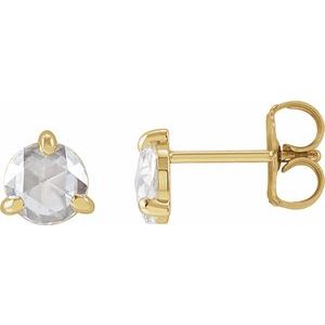 Ladies Rose-Cut Natural Diamond Stud Earrings (Vs/Si1, Ghi) — 14K Yellow Gold